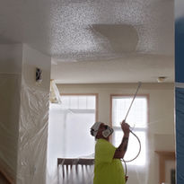 Spray Coating for Ceiling, popcorn ceiling removal, knockdown ceilings available upon request.