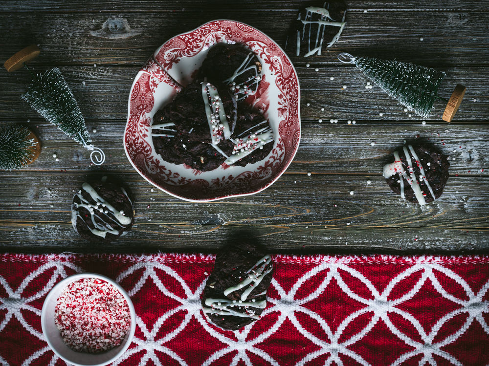 TRIPLE CHOCOLATE PEPPERMINT COOKIES