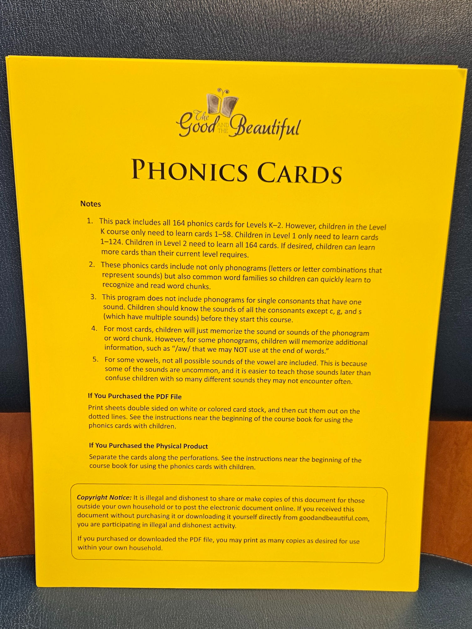 Good and Beautiful Phonics Cards