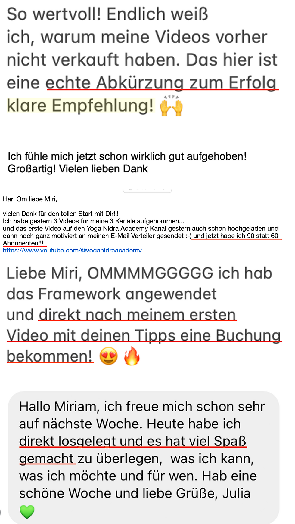 Kundenfeedback zum Programm Next Level YouTube von Miriam Iris Kuhnle