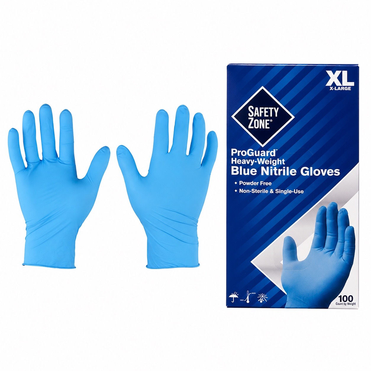 Safety Zone Nitrile Gloves – Powder Free (XL) -1 Box (100 Gloves)