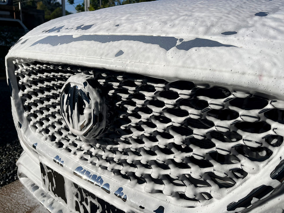 Snow foam prewash on vehicle