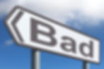 A gray sign that says "Bad"