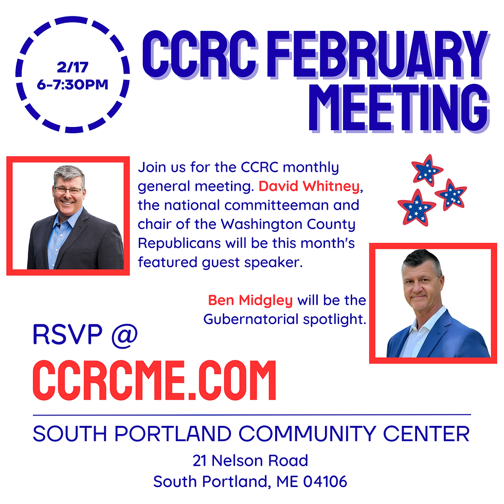 CCRC Monthly Meeting with Guest Speaker David Whitney and Gubernatorial Candidate Ben Midgley