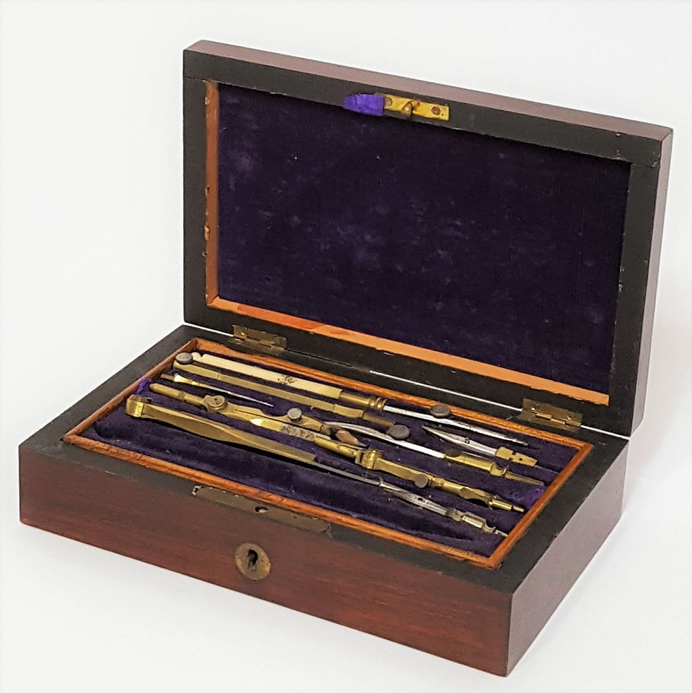 Late Victorian Rosewood Boxed Drawing Instruments