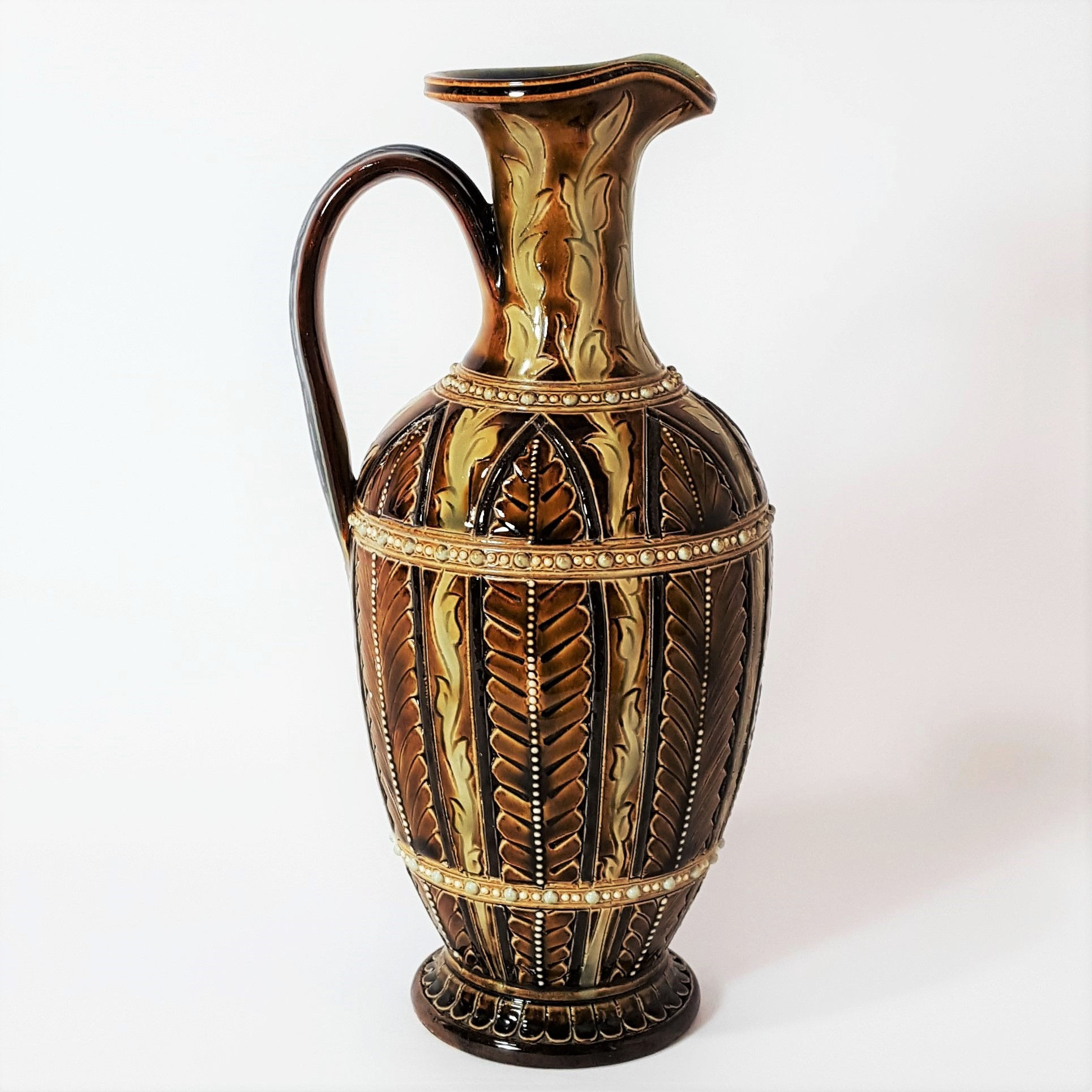 Doulton Lambeth Ewer signed Florence Barlow and William Baron 1877