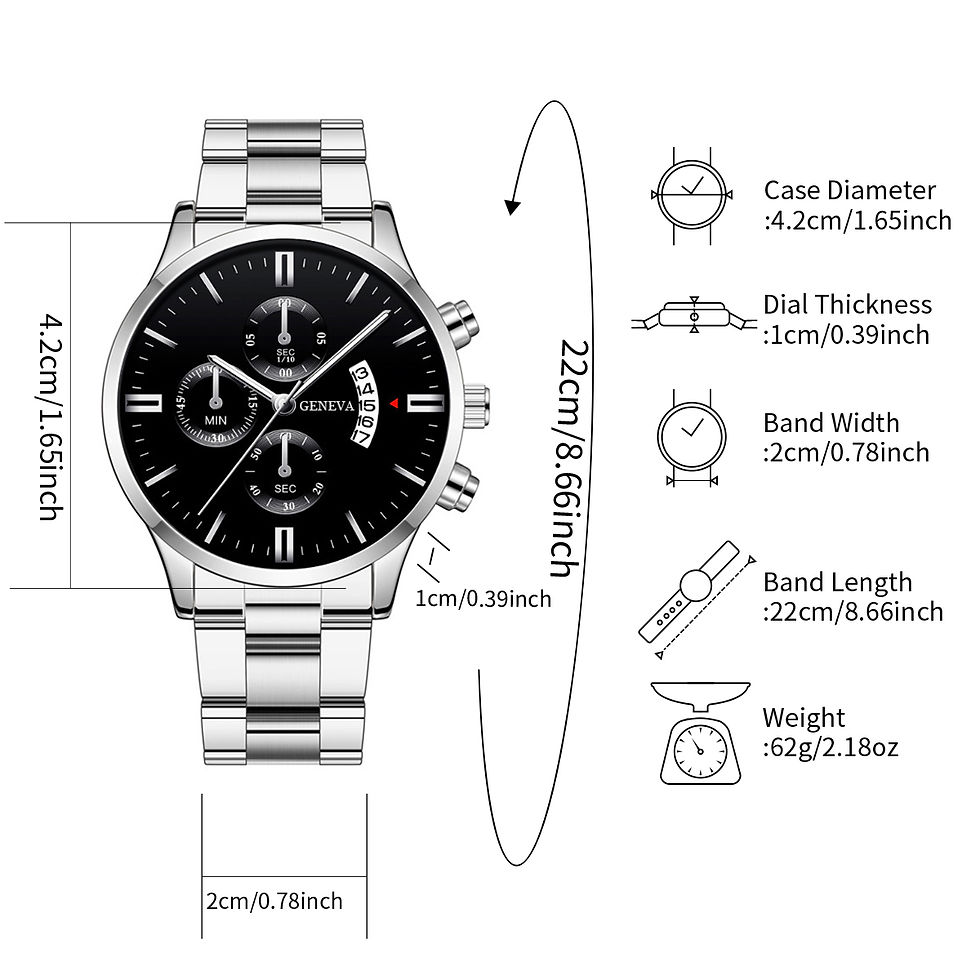 Thumbnail: 2PCS Men Business Watches Fashion Steel Band Quartz Watch Male Calendar Watch Br