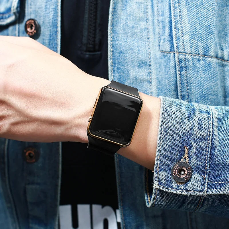 Thumbnail: Simple Digital Watch for Men Women Fashion Sport LED Electronic Watch Black Sili