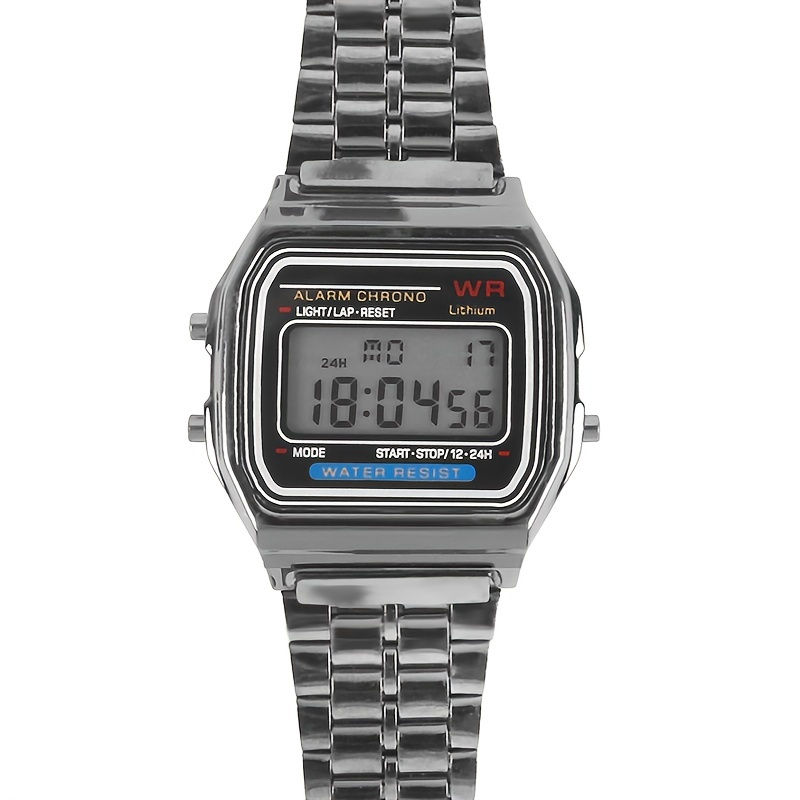 Thumbnail: F91W Non-Waterproof Steel Band Watch For Women, Men, Business Clock, Multi-Funct