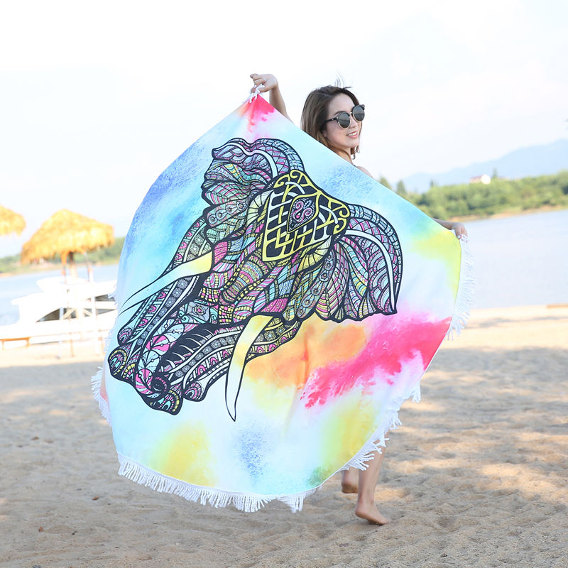 ONEENOTowel Elephant quick dry round beach towel microfiber roundie