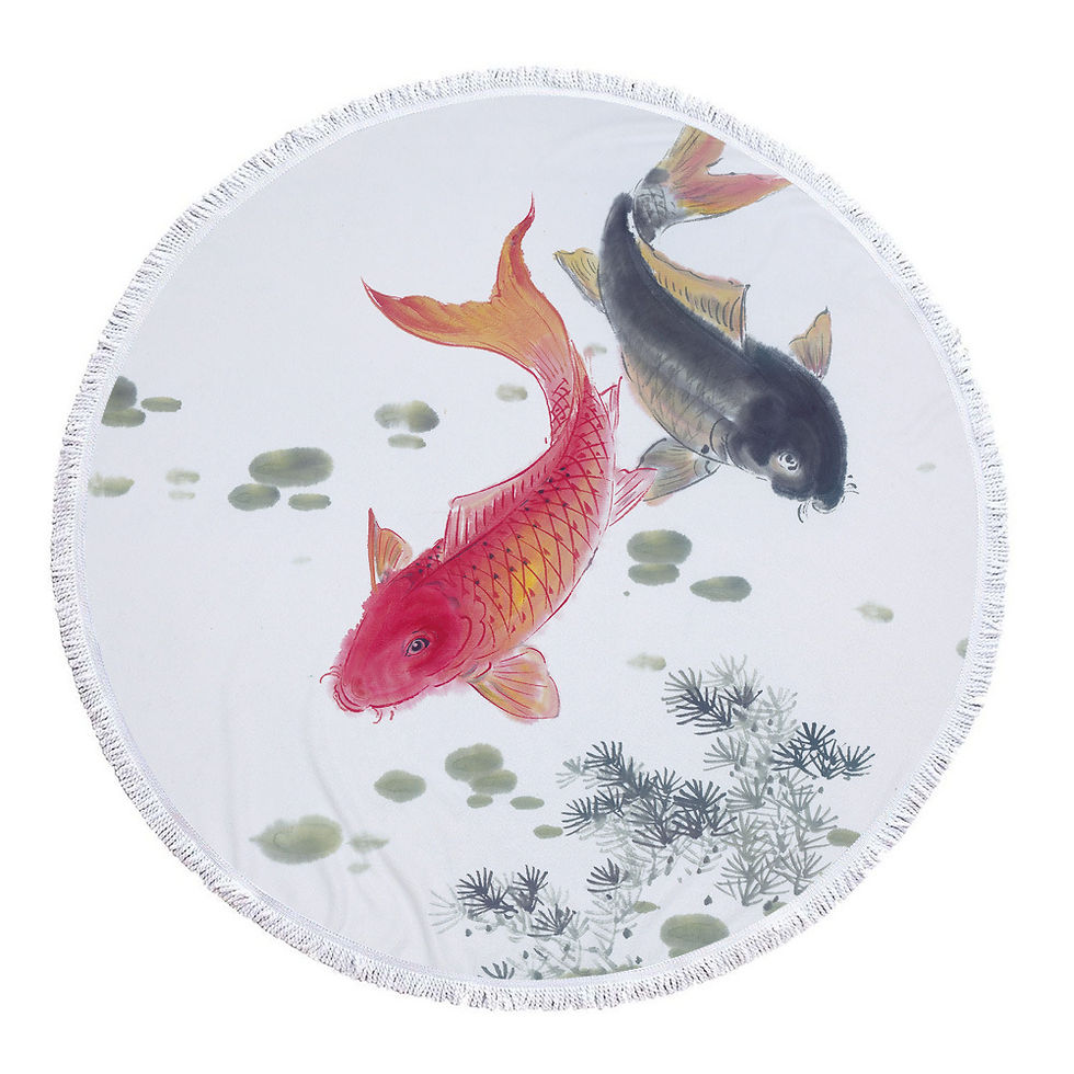 The Fish Pattern Microfiber Round Beach Towel China style