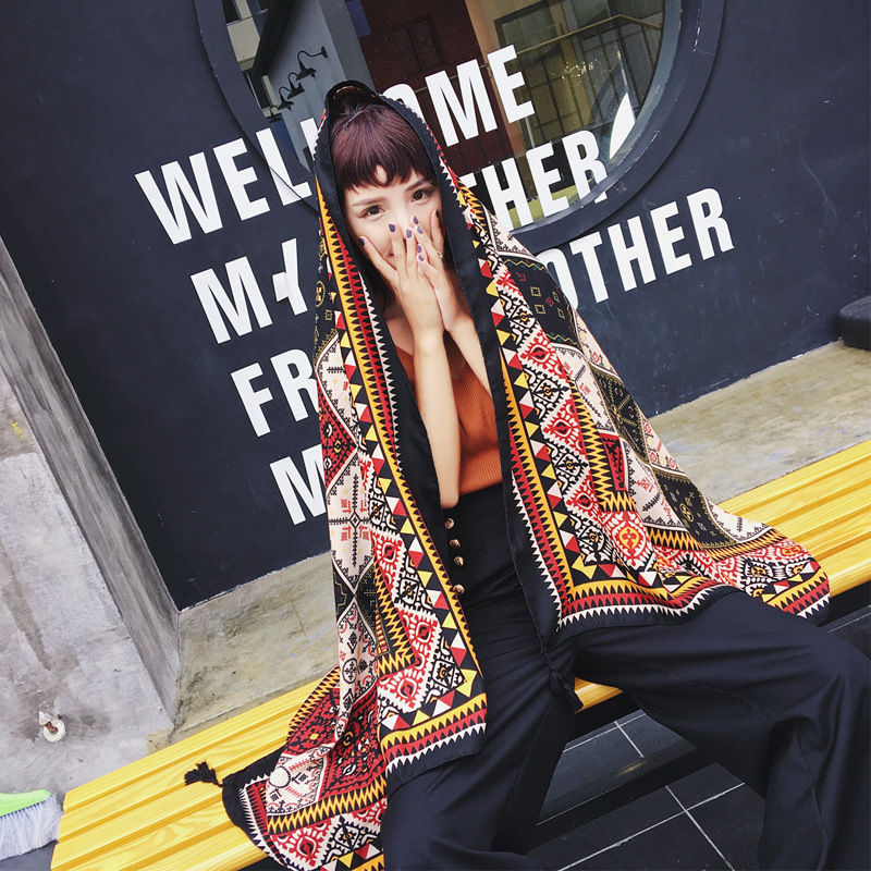 Fashion Women's Boho Bohemian Oversized Fringe Poncho Scarf Wrap Shawl #one-774