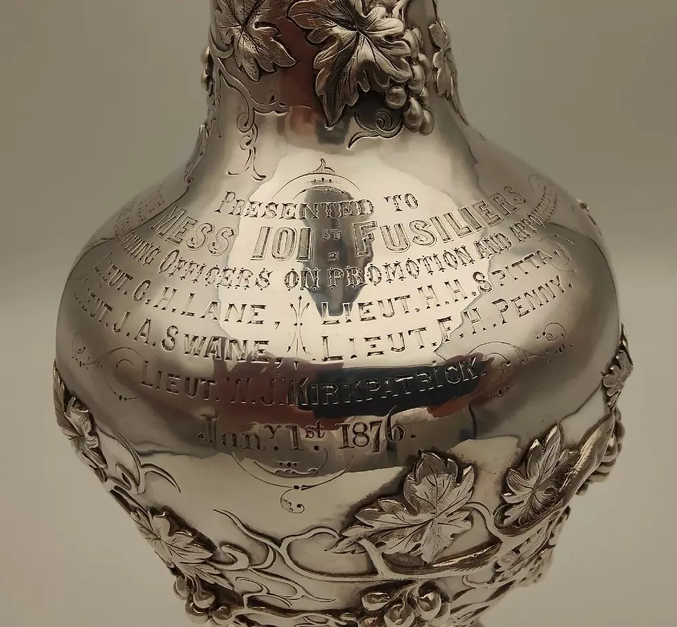 Thumbnail: Victorian Boer War Silver Wine Ewer Alexander Macrae Royal Army 101st. Fusiliers