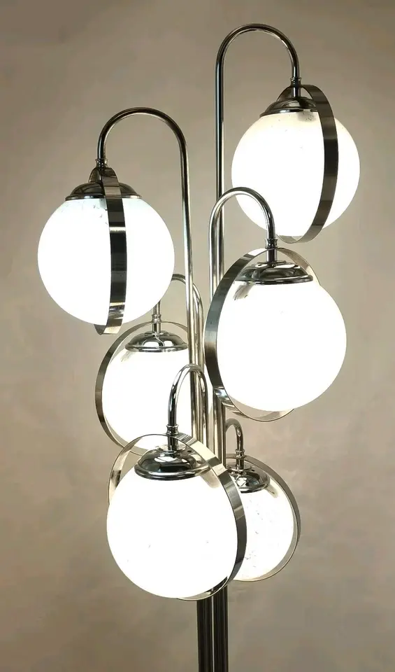 Lampada Vetro di Murano Cromato Modernariato Vintage Design 70s Glass Floor Lamp