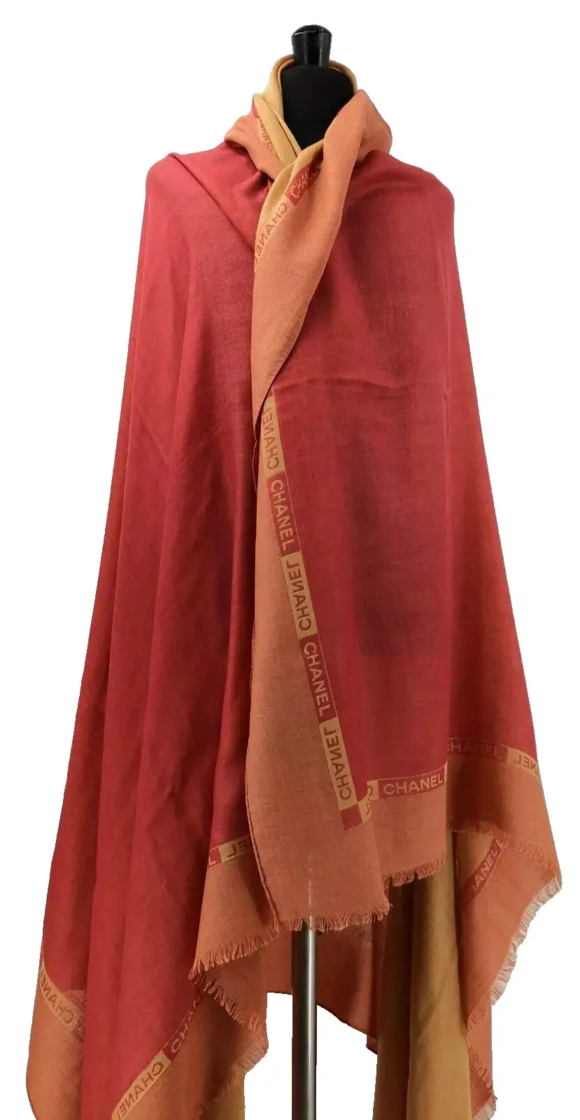 Authentic Chanel Scarf Shawl Factory Sample 70 Cashmere 30 Silk 2001 Collection