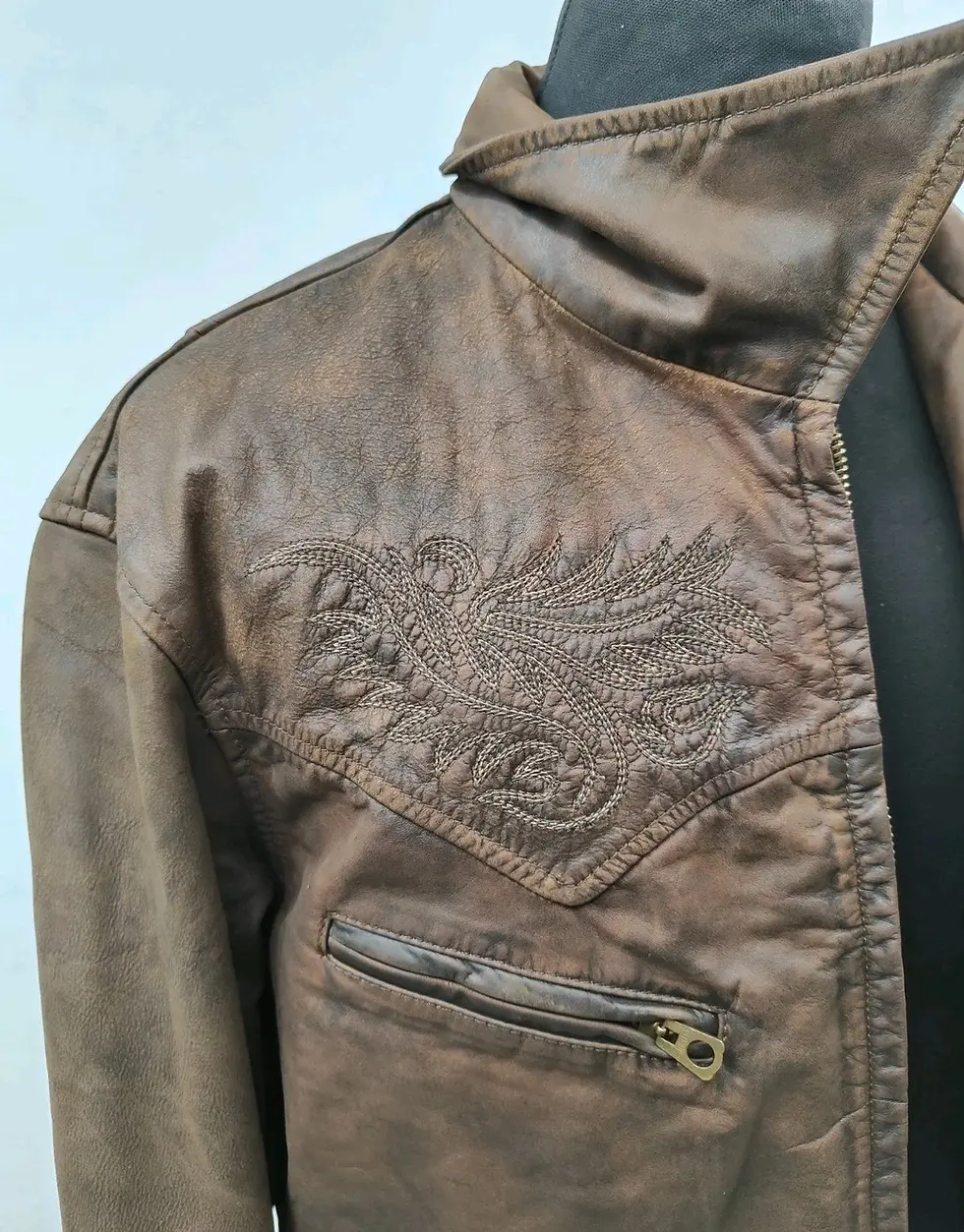 Miniatura: RRL by Ralph Lauren Full Grain Cowhide Embroidered Western Leather Double RL