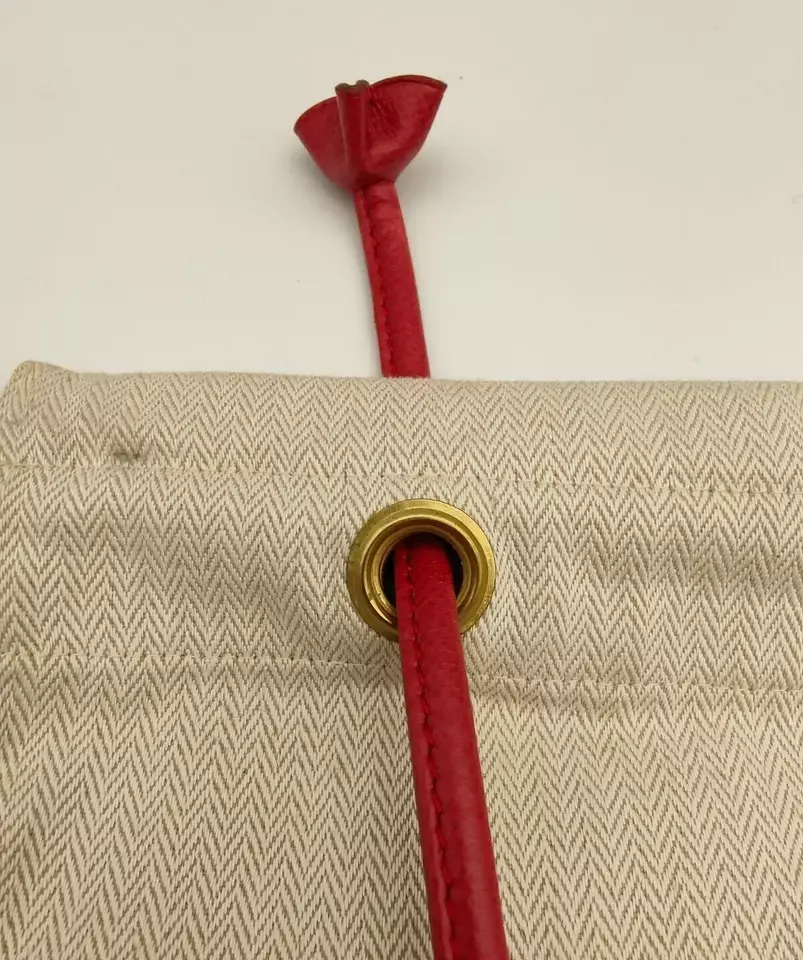 Miniatura: ERMES Logo Aline GM Pouch Shoulder Bag Canvas Beige x Red