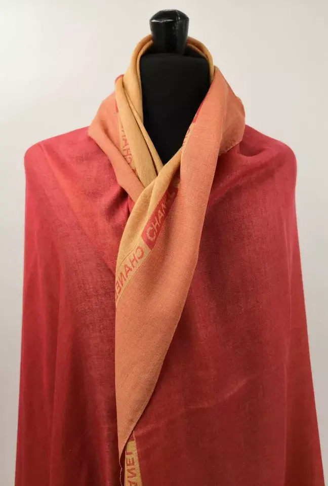 Thumbnail: Authentic Chanel Scarf Shawl Factory Sample 70 Cashmere 30 Silk 2001 Collection