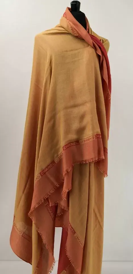 Thumbnail: Authentic Chanel Scarf Shawl Factory Sample 70 Cashmere 30 Silk 2001 Collection