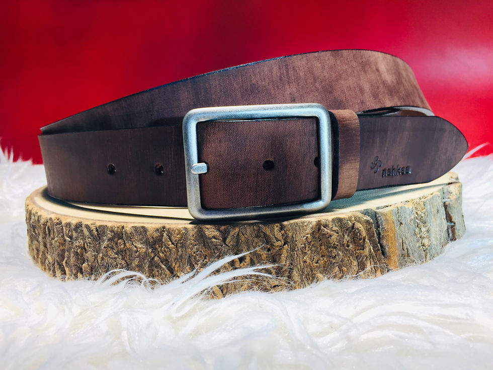 Ceinture cuir marron chocolat poncé
