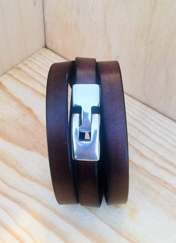 Bracelet En Cuir Véritable 10 Mm Marron, Fabriqué En Espagne - Neuf Avec étiquettes