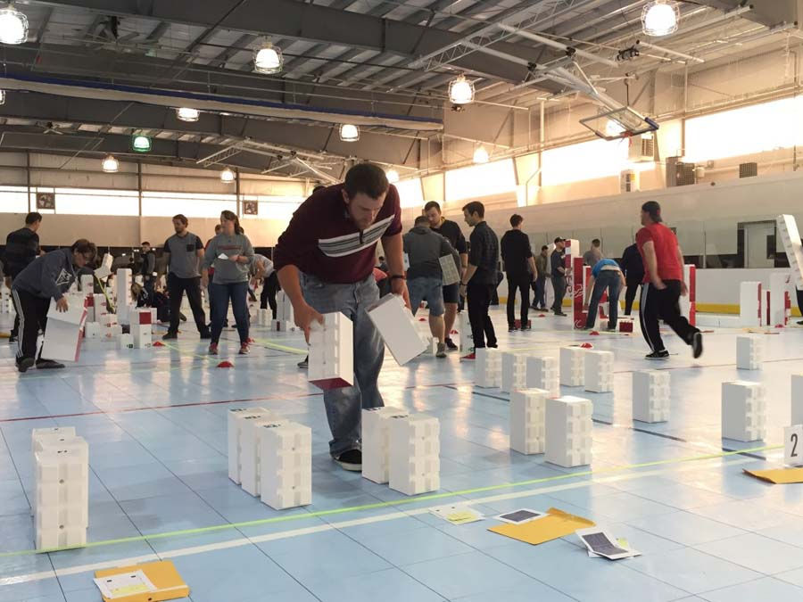 Thumbnail: Team building activity with giant lego blocks