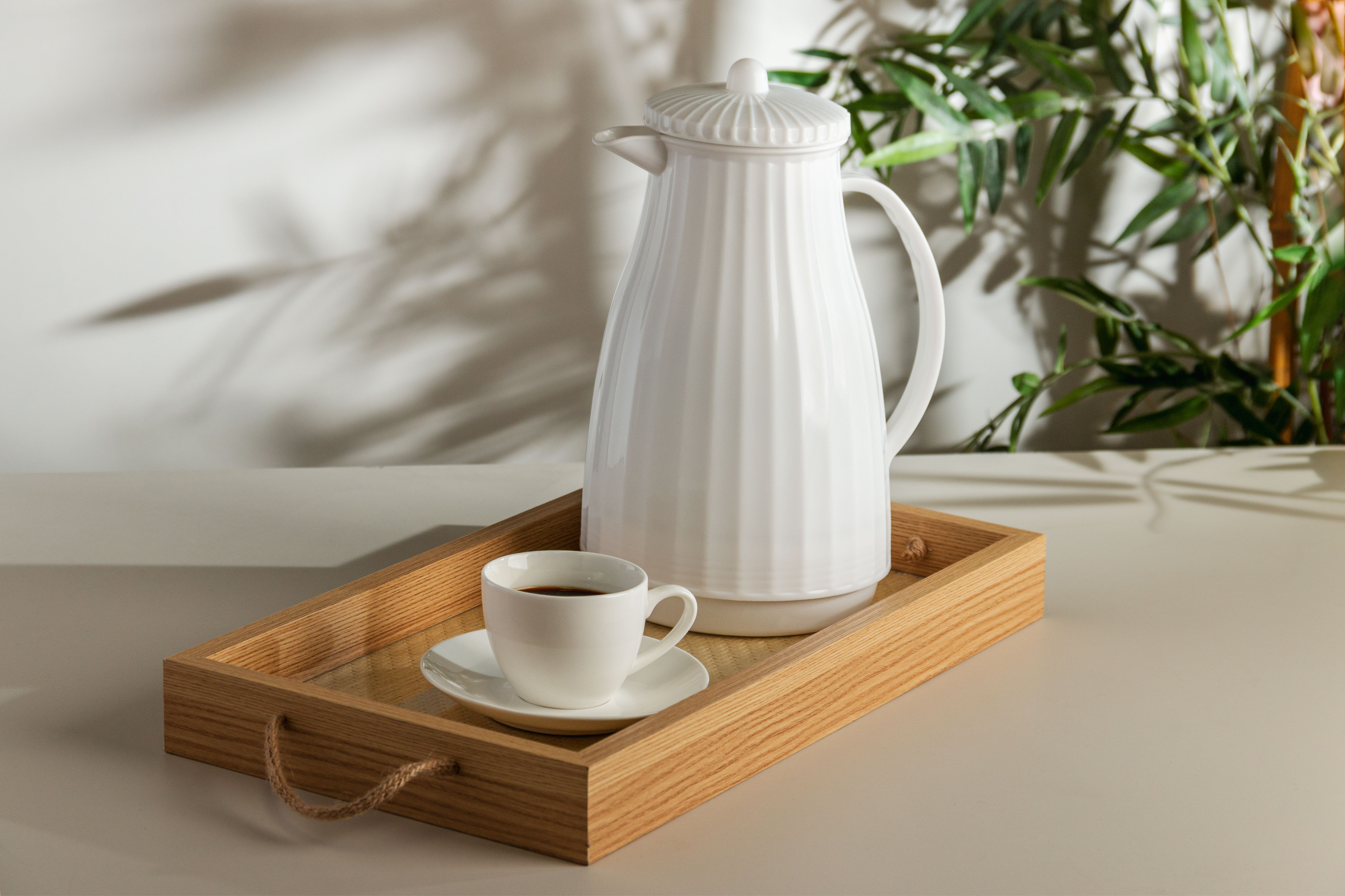 Garrafa Térmica de Plastico New Bambu Branca 1L