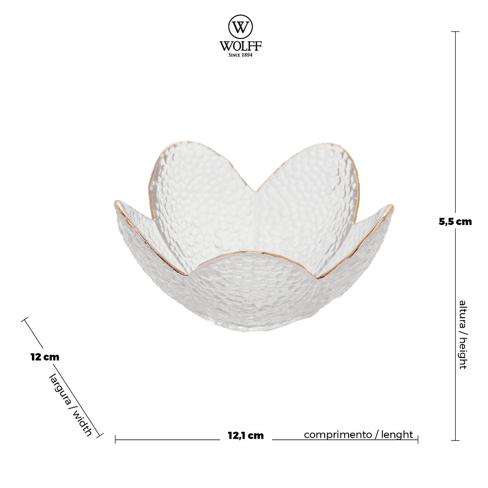 Miniatura: Bowl de Cristal Martelado c/ Borda Dourada Taj