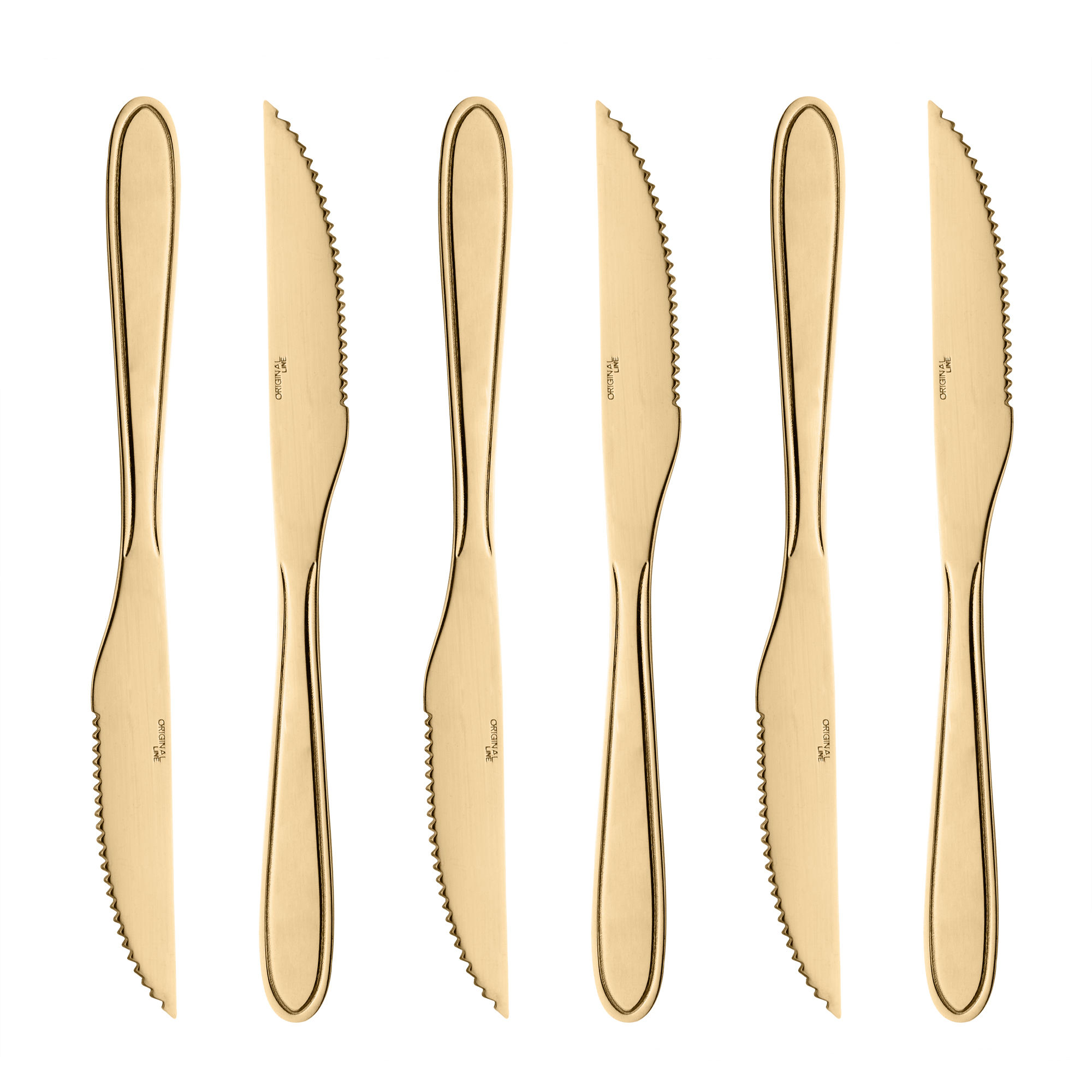 Conjunto 6 Facas p/ Mesa Dourado