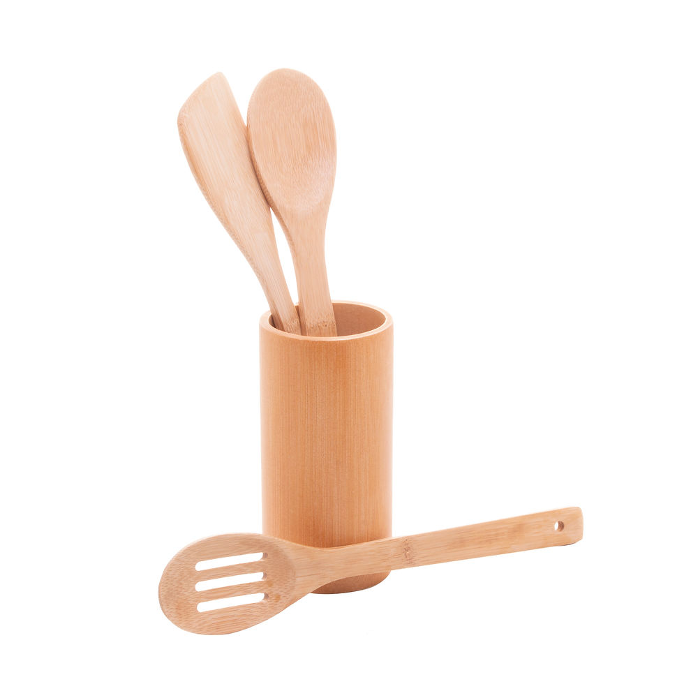 Miniatura: Utensilios e Suporte de Bambu