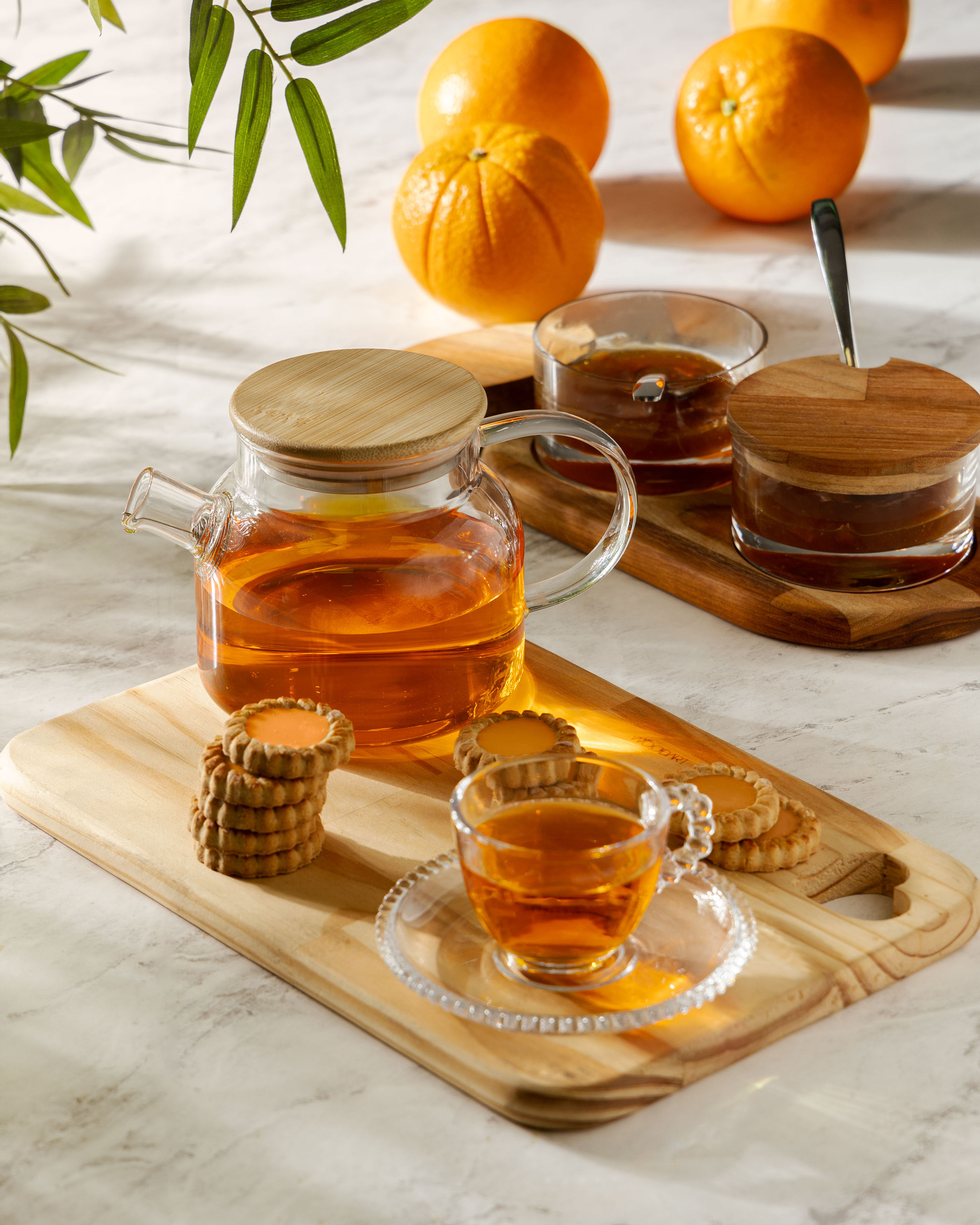 Chaleira de Vidro Borossilicato com Tampa em Bambu 600ml