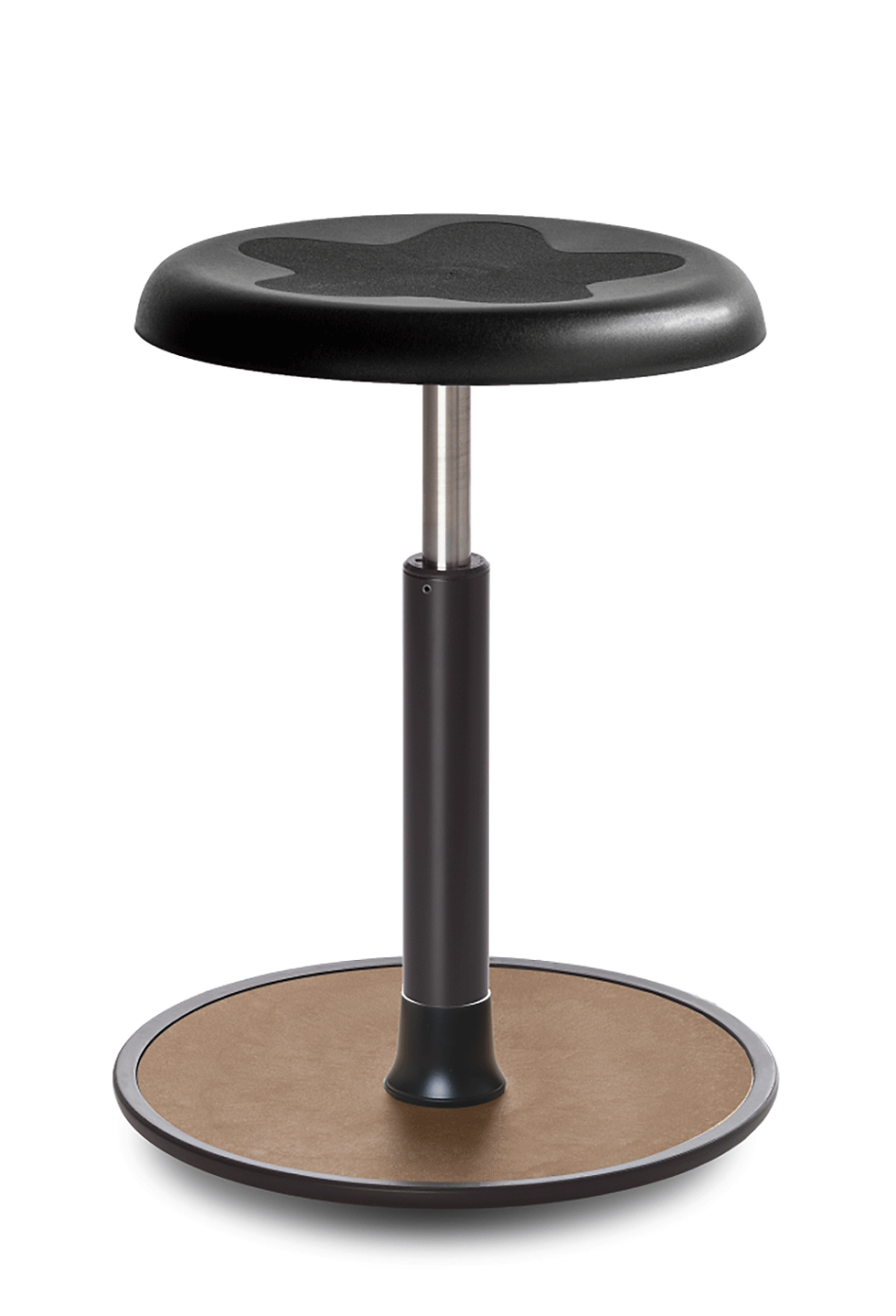 Black height-adjustable stool with swivel base