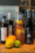 Blueberry sangria made with blueberry wine, citrus juice, Cassimix and fresh fruit