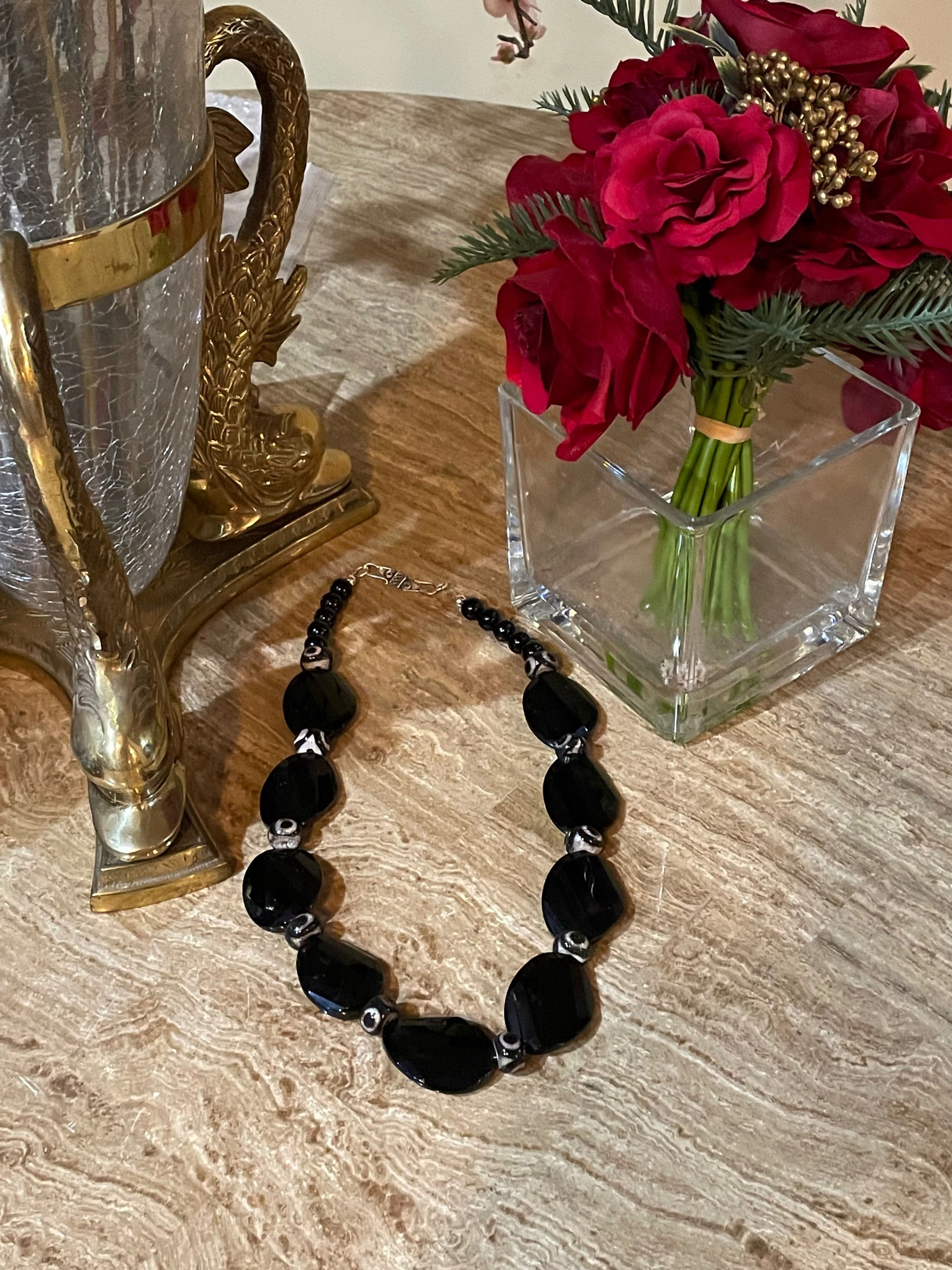 Handcrafted Black Onyx and Tiger Eye Necklace