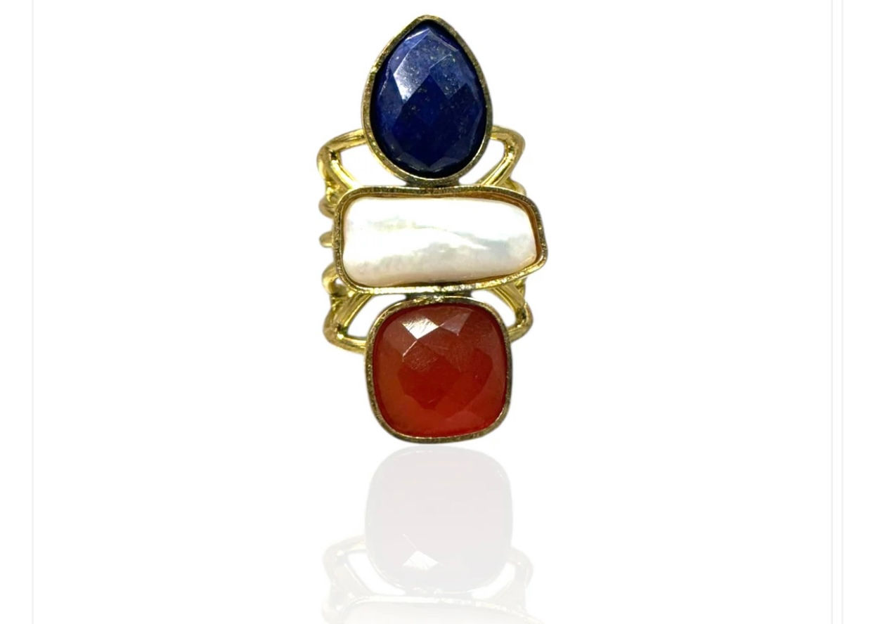 Natural Stone 3 Tier Adjustable Ring