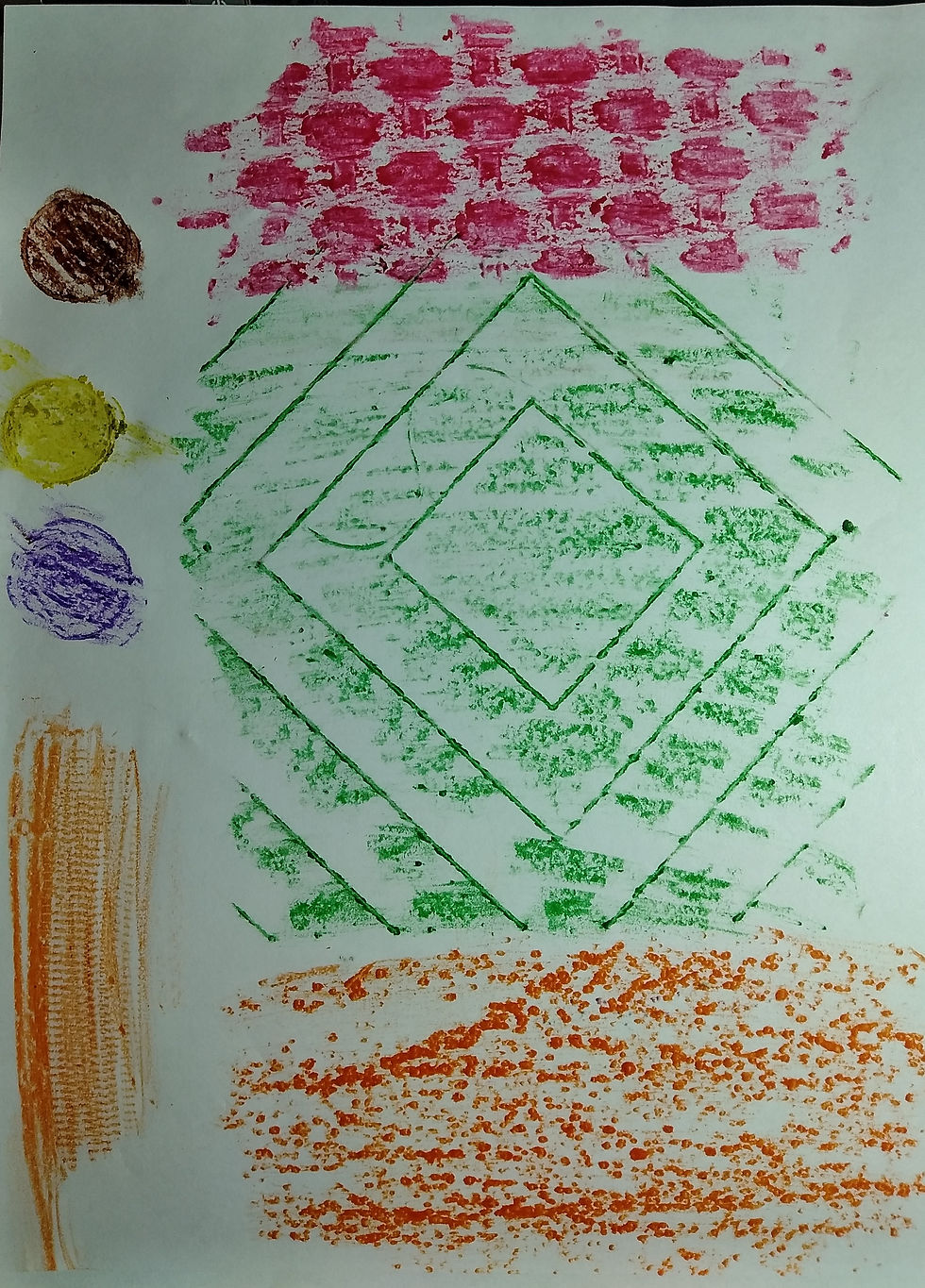 QUÉ LINDAS TEXTURAS!! UTILIZANDO CRAYOLAS MARCAMOS SOBRE EL PAPEL.