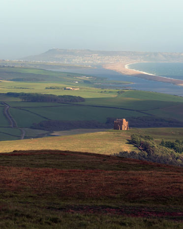 Beautiful light over the fleet lagoon and Abbotsbury.