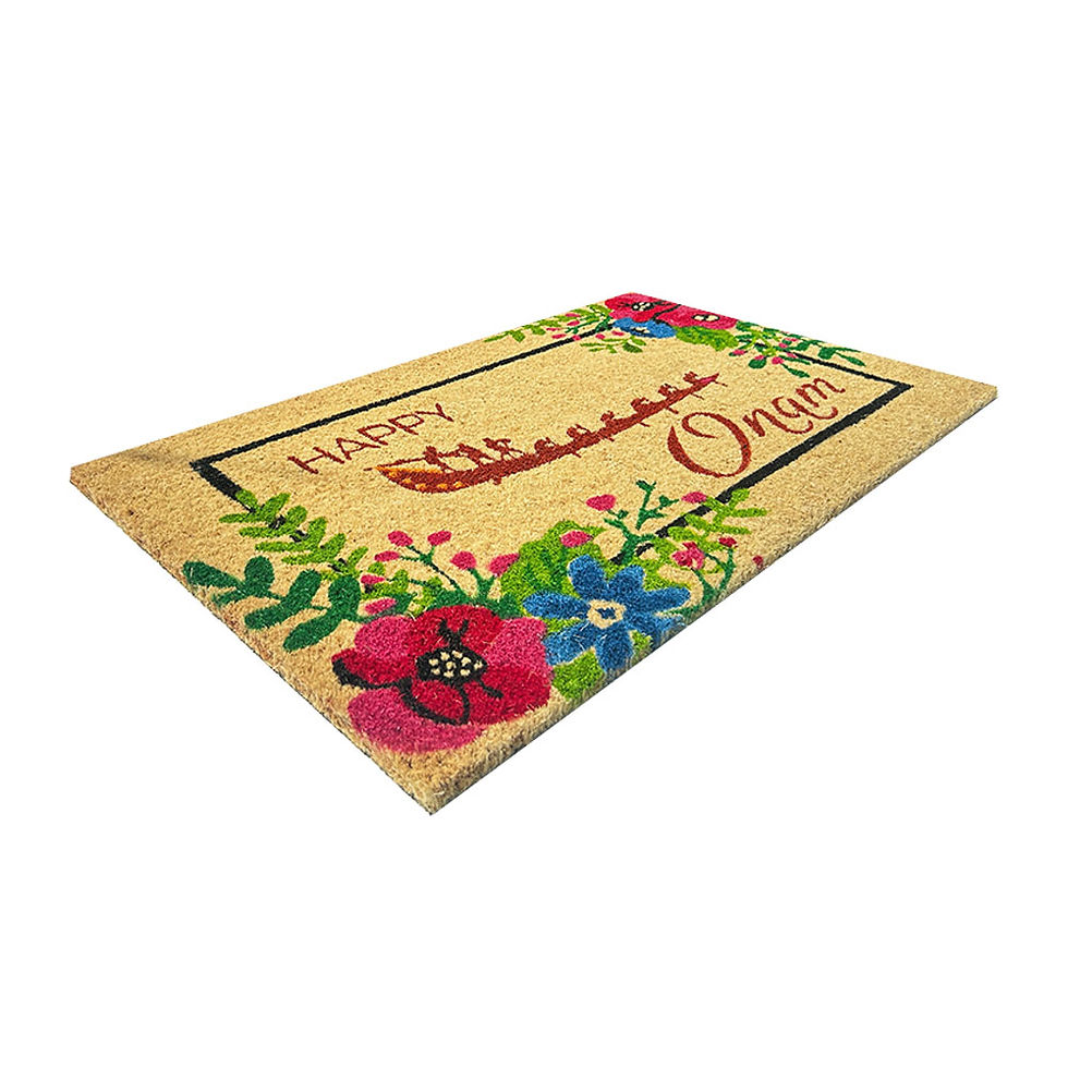 Thumbnail: Mats Avenue Happy Onam Colorfull Hand Printed Coir Door Mat 45x75 CM