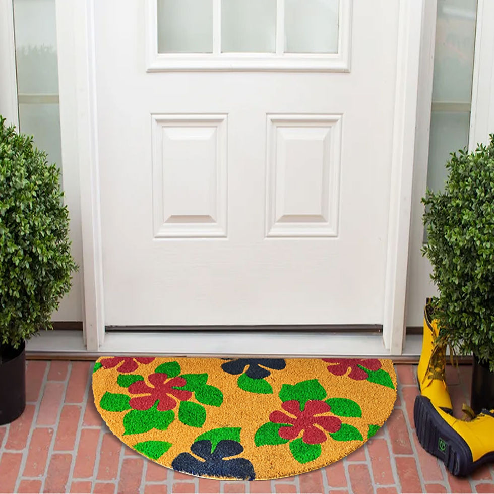 Thumbnail: Mats Avenue® Hand Painted Coir Door Mat Half Moon Floral Multi Color 50 x 90 cm