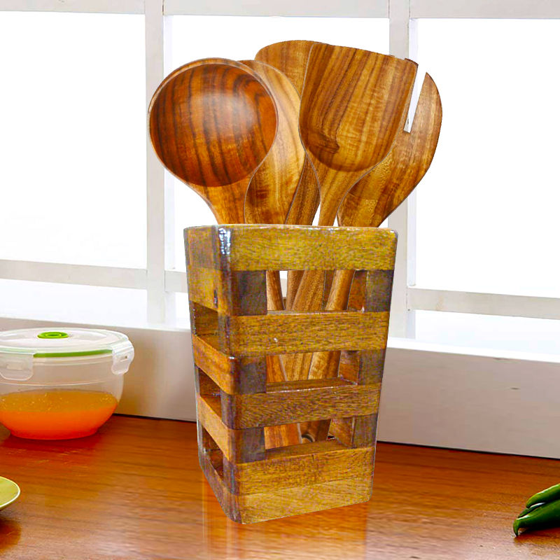 Thumbnail: Mats Avenue Teak Wood Hand Crafted Multi Purpose Wooden Holder