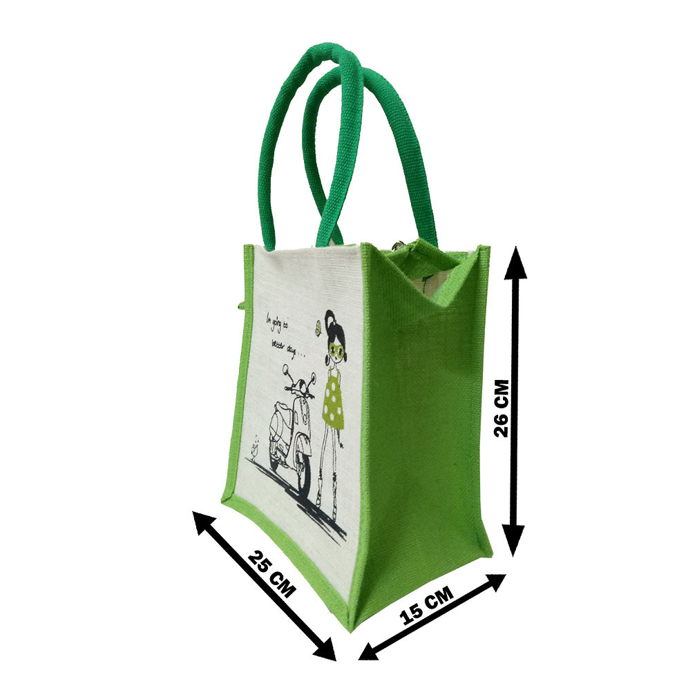 Thumbnail: Mats Avenue Hand Made Printed Jute Multipurpose Bag for Carrying Lunch