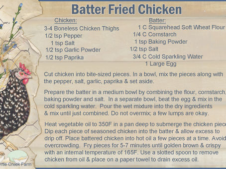 This Batter Fried Chicken is made with Myrtle Creek Mill English Squarehead Wheat Flour and is perfect for a picnic or a family dinner.