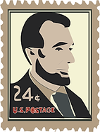 Illustration Lincoln Stamp 24 cents vintage U.S.Postage digital illustration