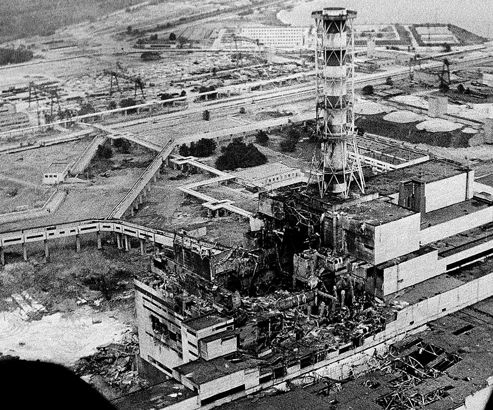 Chernobyl Reactor #4 after its explosion on April 26, 1986.