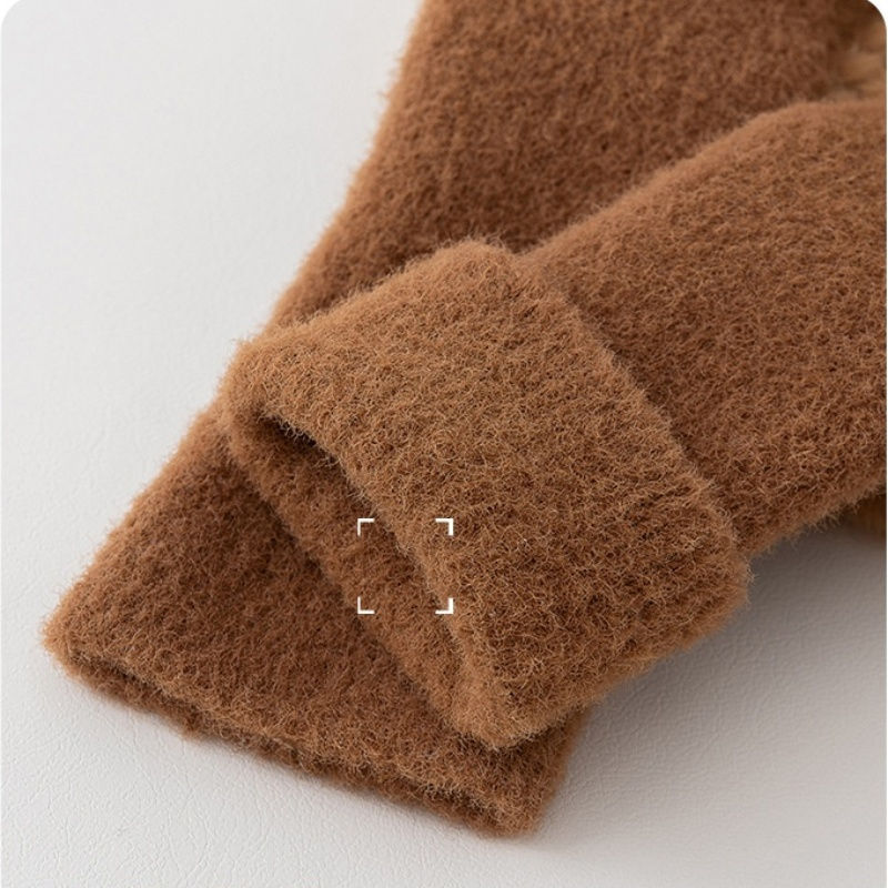 Thumbnail: Autumn Winter Infant Leather Sole Shoes Mink Velvet Thicken Warm Newborn Baby Wa