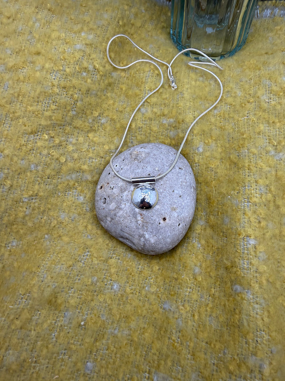 Thumbnail: Hammered small silver dome pendant