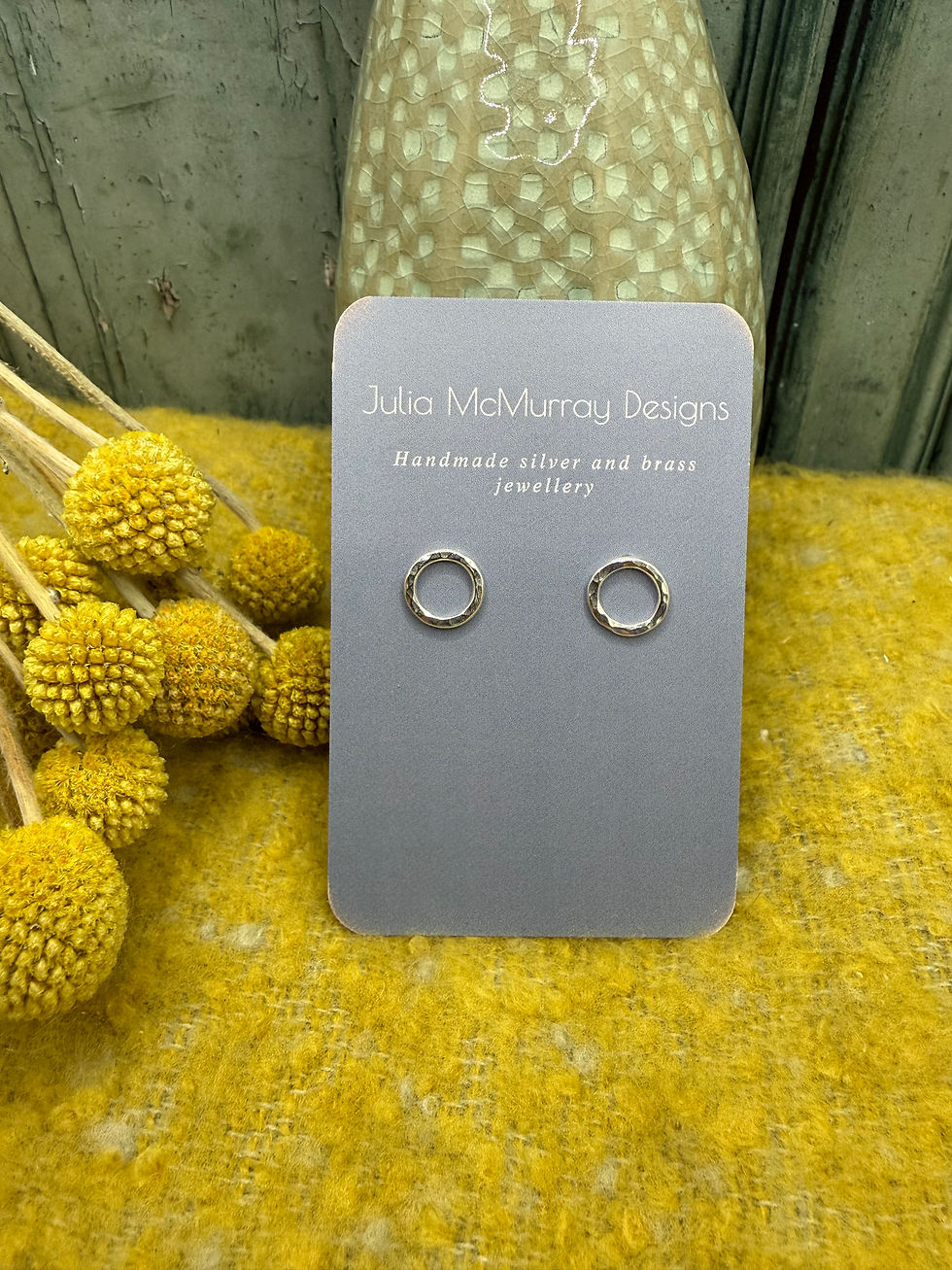 Thumbnail: Hammered Silver ring stud earrings