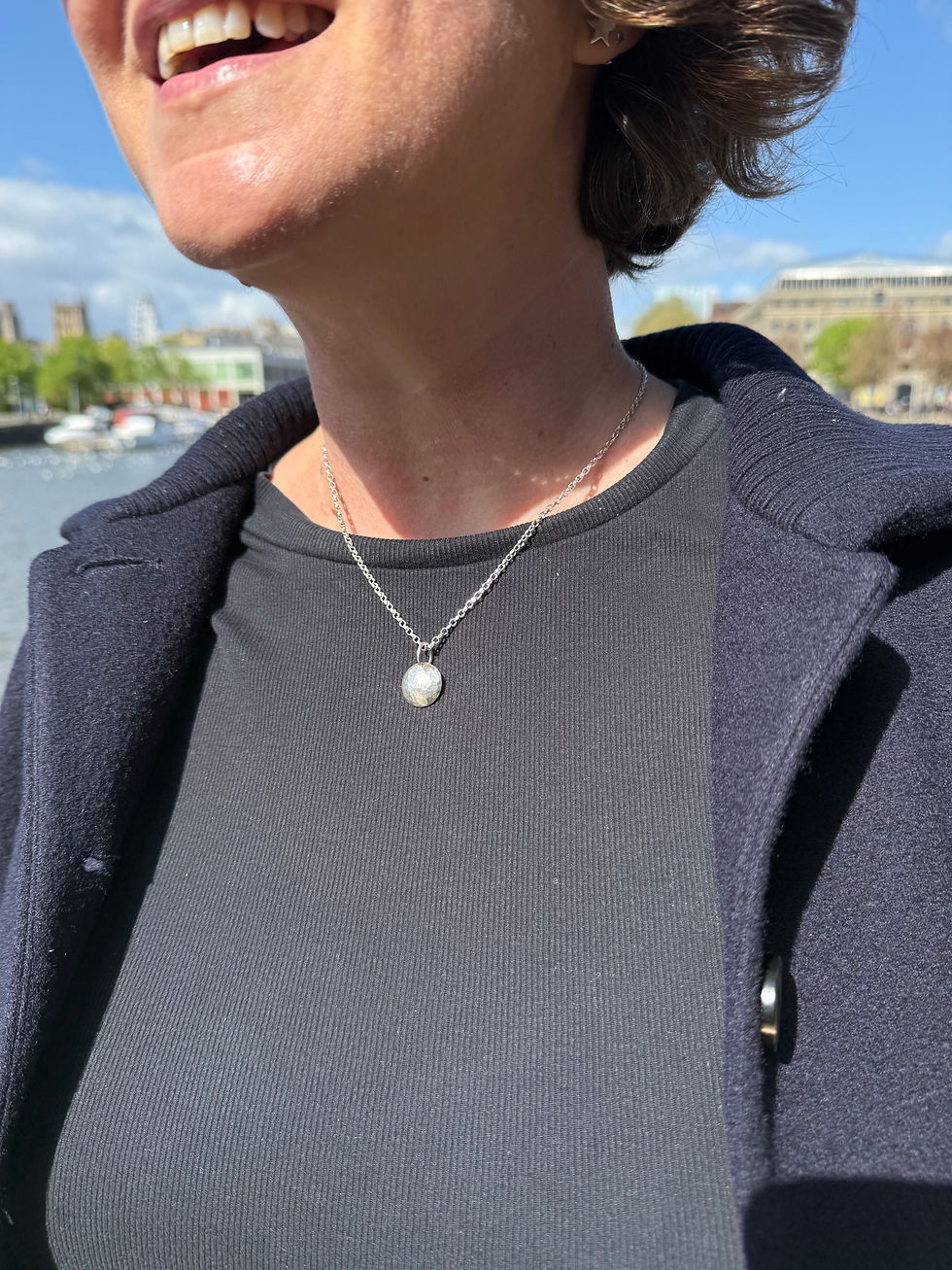 Thumbnail: Hammered silver dome pendant