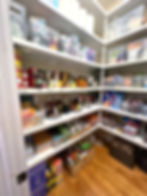 Kitchen pantry organized and labeled organized by Jenya Tucker of Minimize & Organize.
