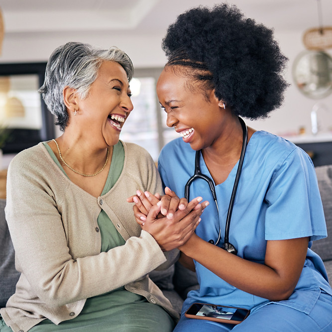 African American Nurse with home care patient